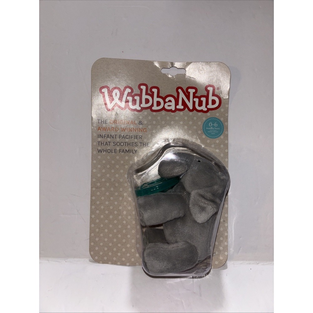 WubbaNub Elephant Pacifier Plush Silicone Round Nipple New